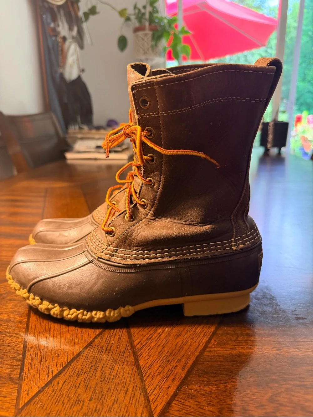 L.L. Bean Brown and Tan Lace-Up Winter/Rain Boots